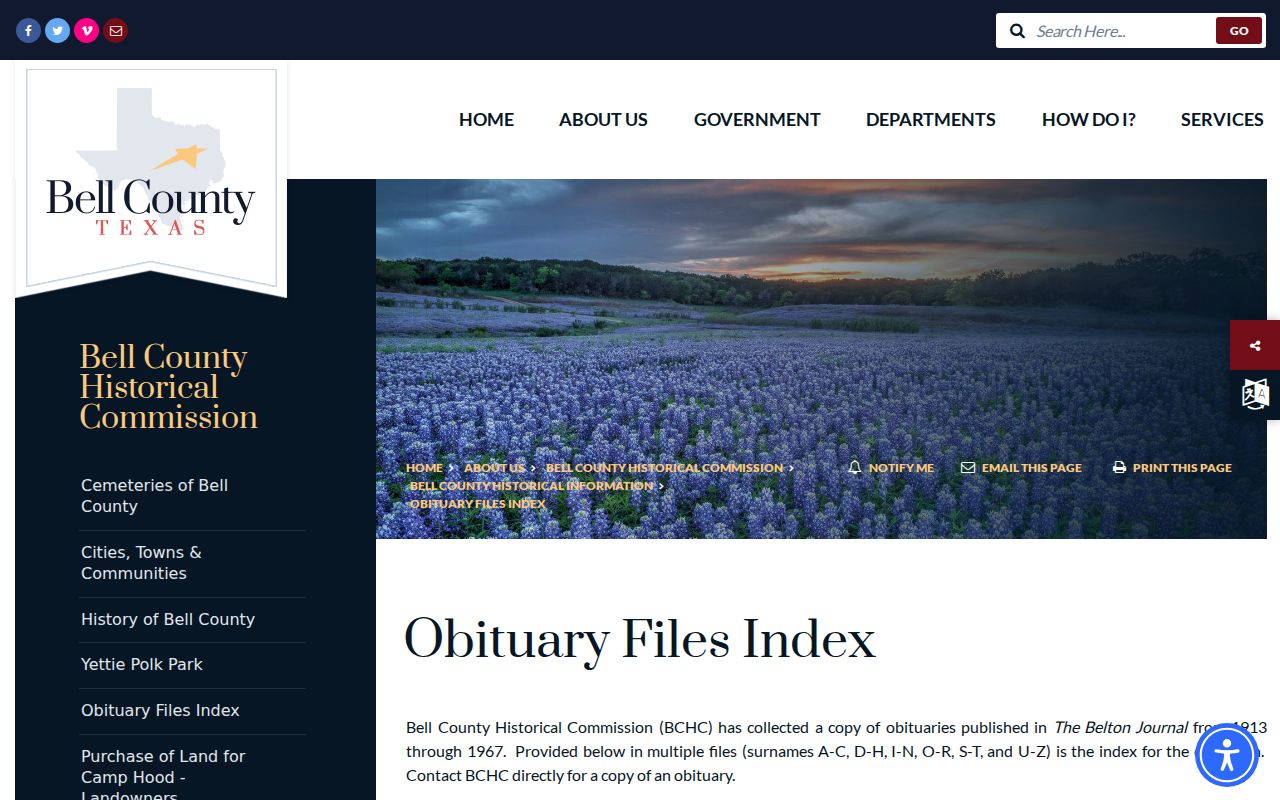 Bell County city directory companion, Bell County Historical Commission obituary index