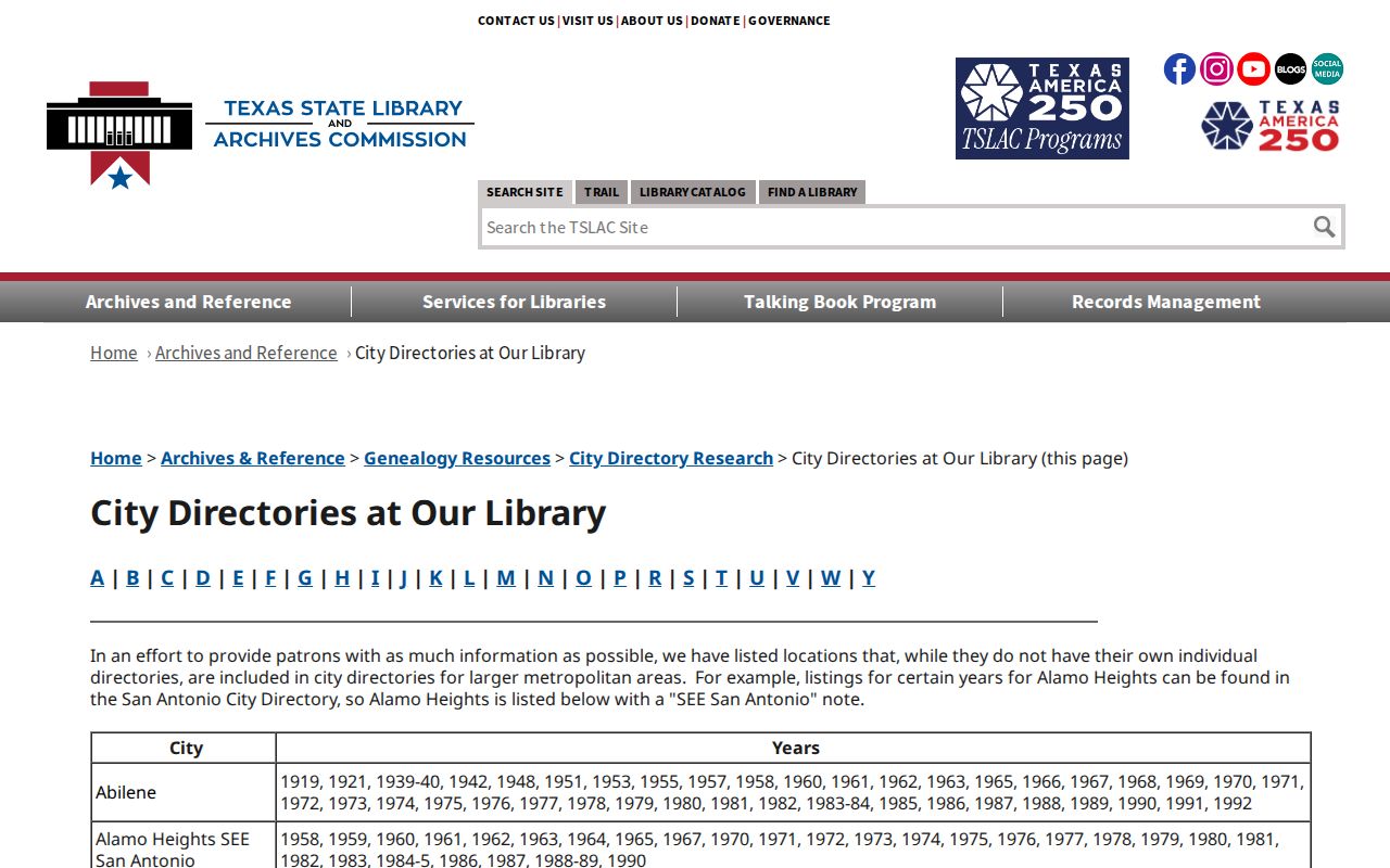 Bell County city directory holdings at the Texas State Library and Archives Commission