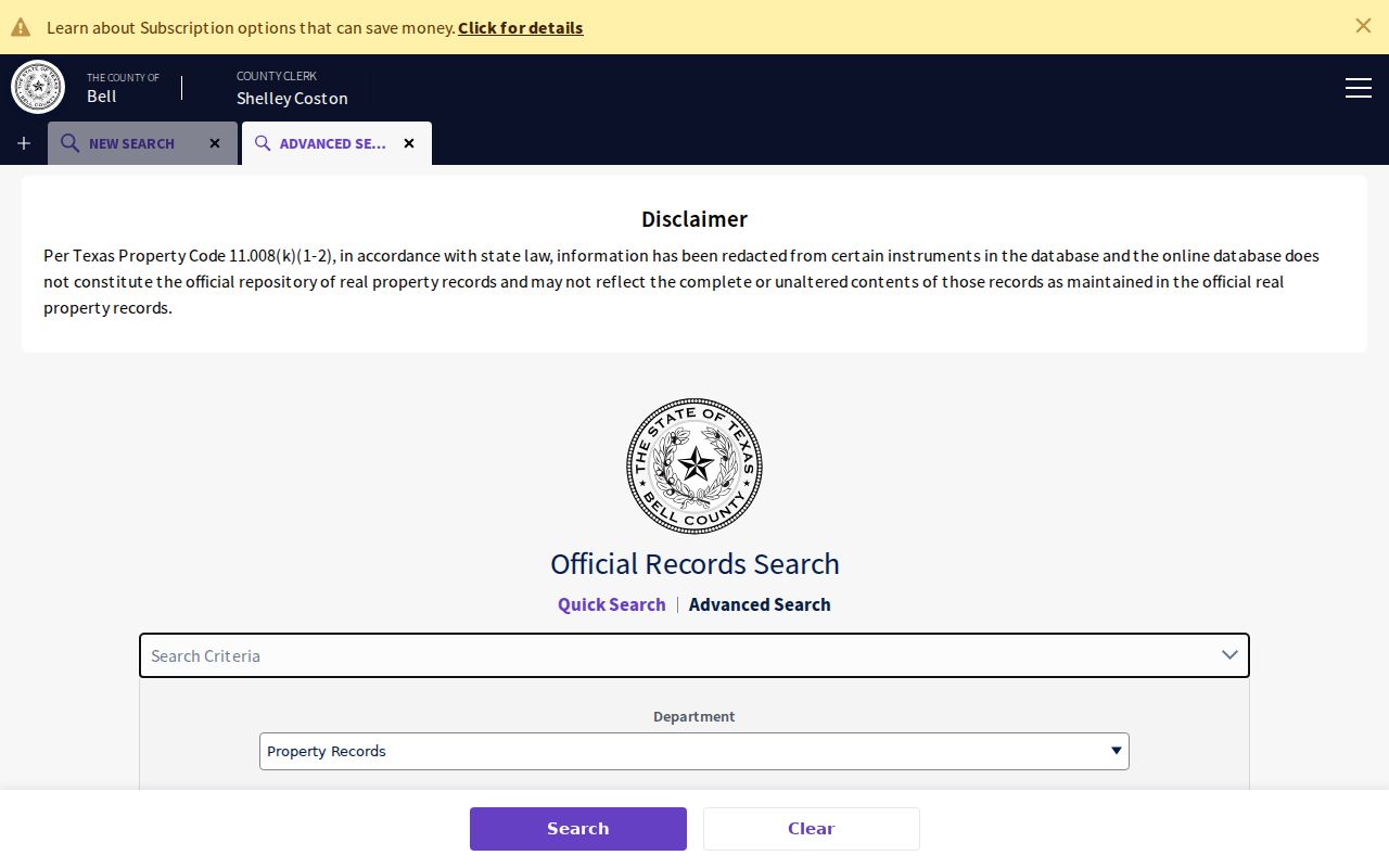 Bell County previous residents advanced official records search