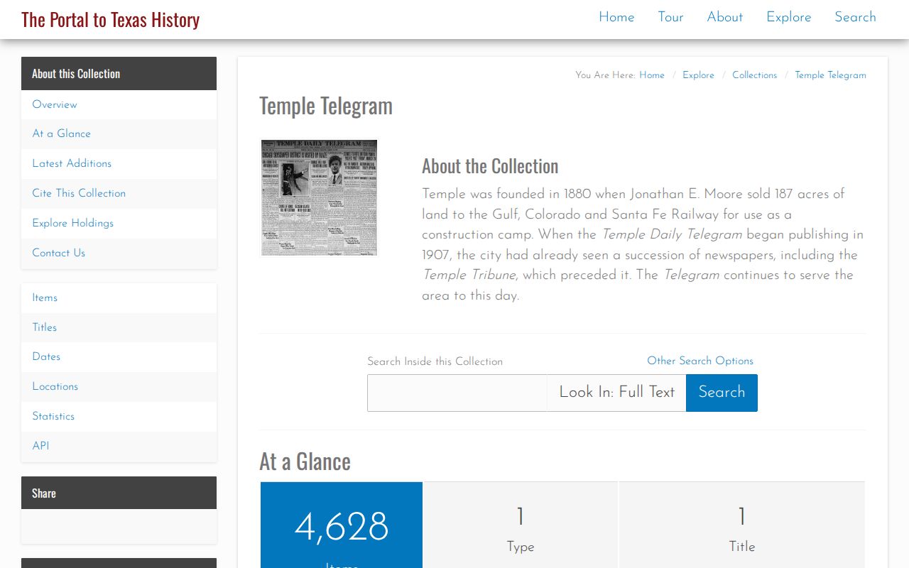 Bell County previous residents Temple Daily Telegram historical collection