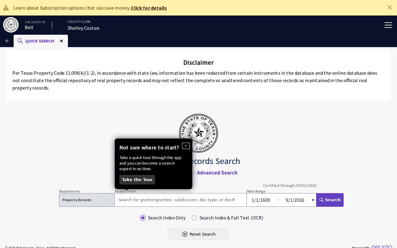 Bell County street directory official records search